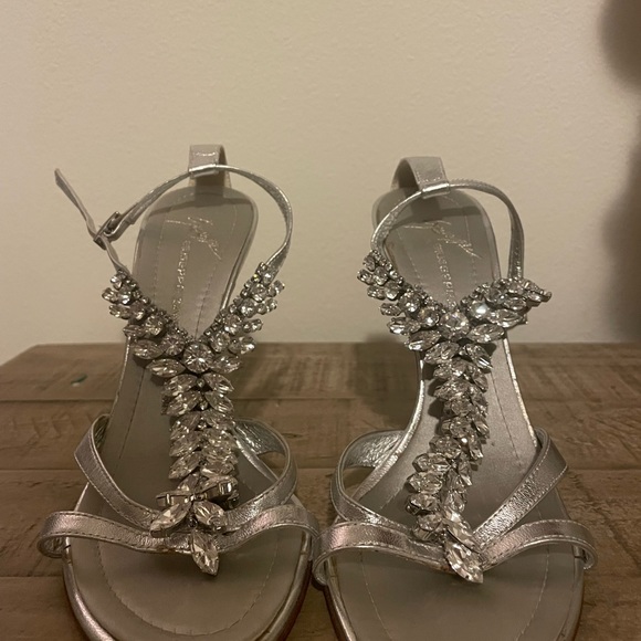 Formal silver and rhinestone heels. Womens size 8. Made in Italy. - Picture 2 of 5